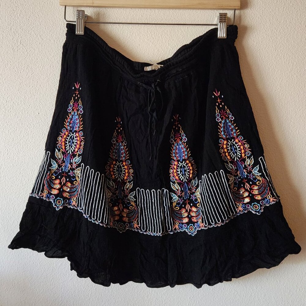 Anthropologie Floreat Beaded Embroidered Mini Skirt